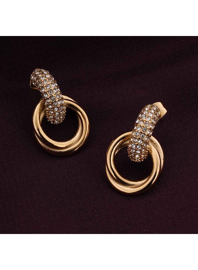 PALMONAS 18k Gold Tone Plated Urban Egde Gold Drop Earring
 for Women - Image 3