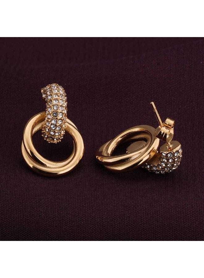 PALMONAS 18k Gold Tone Plated Urban Egde Gold Drop Earring
 for Women - Image 4