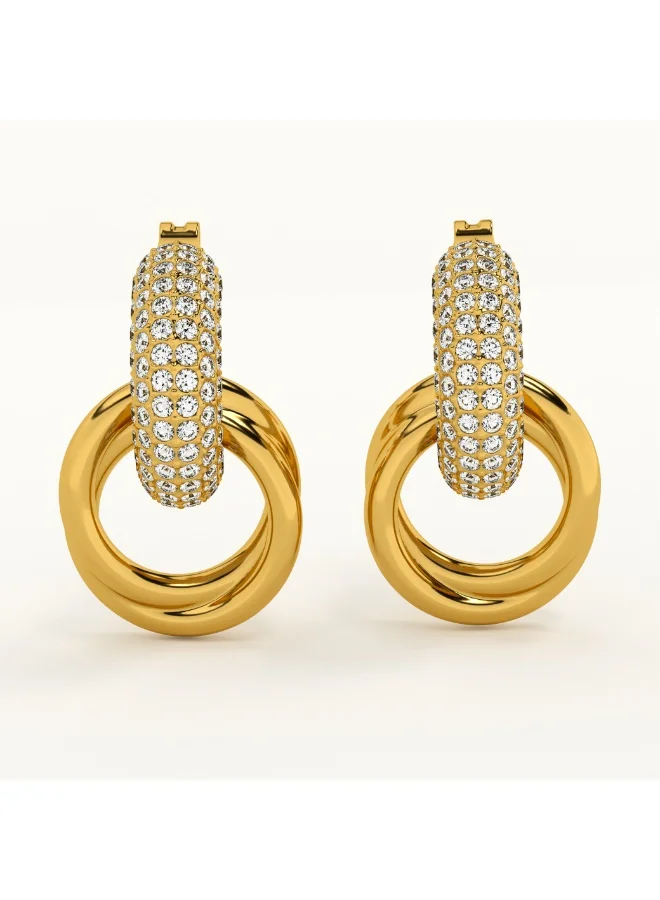 بالموناس PALMONAS CZ Urban Egde Stud Earrings for Women | 18K Gold Plated, Waterproof & Anti-Tarnish