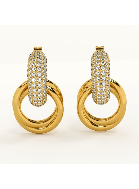 PALMONAS CZ Urban Egde Stud Earrings for Women | 18K Gold Plated, Waterproof & Anti-Tarnish