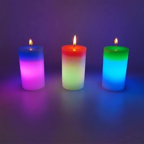 Zerolex Magic 7 Color Changing Wax Candle LED Light Colorful Lamp for Home Lighting Flameless Flickering Candle 1 Pack - Image 2
