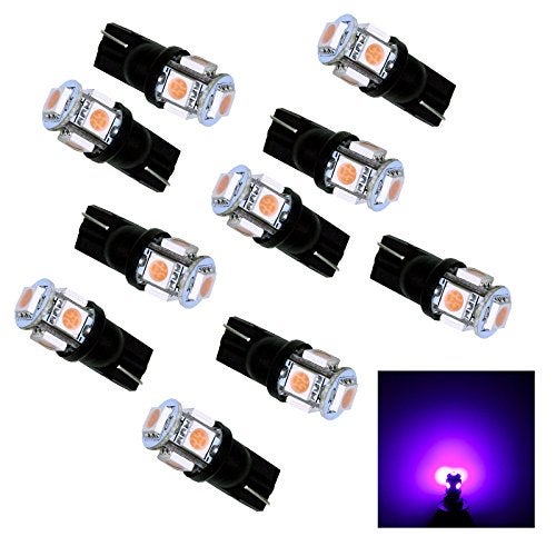 PA LED 10PCS Auto T10 194 168 Purple LED Light Bulb 12V 5SMD 5050 Current Fixed for Interior Map Dome Instrument Panel Trunk Backup License Plate Lamp - Image 1