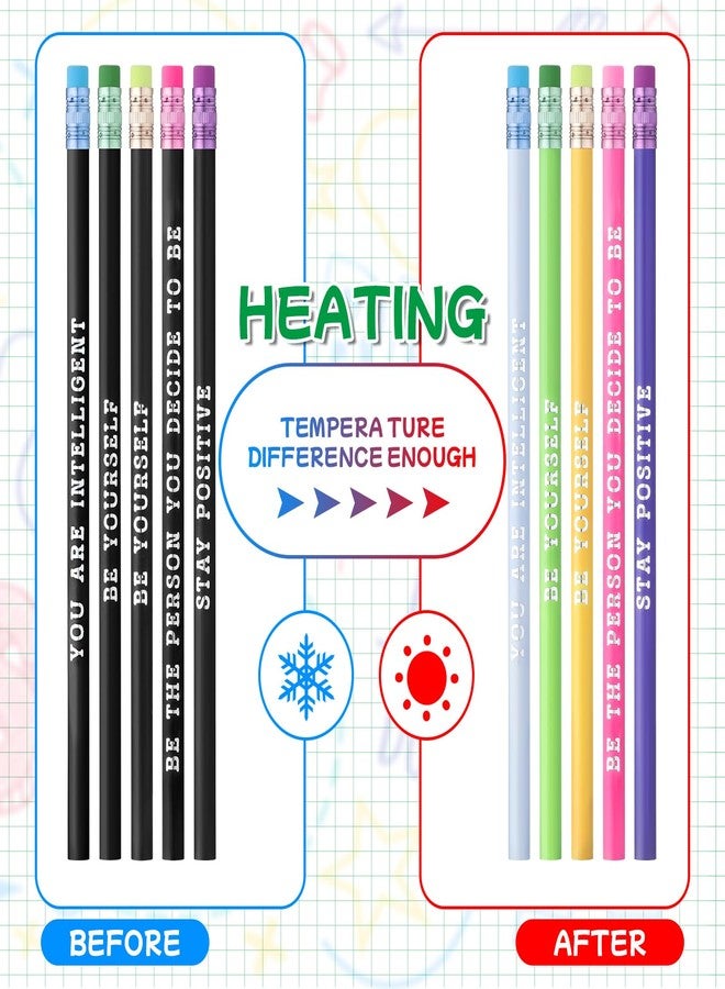 Epakh 100 Pcs Inspirational Pencils Color Changing Pencils Bulk Motivational Pencils with Eraser HB Wooden Pencils for Kids Students Classroom Back to School Gift(Bright Colors, Classic Style) - Image 3