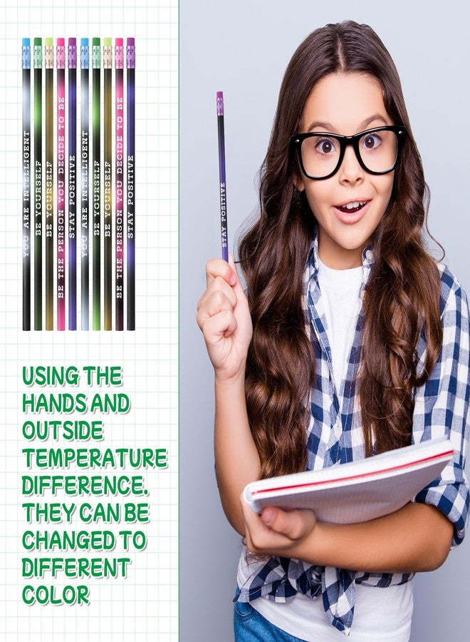 Epakh 100 Pcs Inspirational Pencils Color Changing Pencils Bulk Motivational Pencils with Eraser HB Wooden Pencils for Kids Students Classroom Back to School Gift(Bright Colors, Classic Style) - Image 5