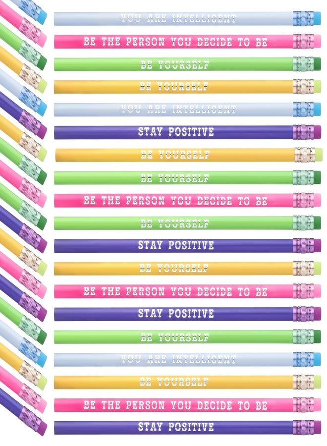 Epakh 100 Pcs Inspirational Pencils Color Changing Pencils Bulk Motivational Pencils with Eraser HB Wooden Pencils for Kids Students Classroom Back to School Gift(Bright Colors, Classic Style) - Image 1