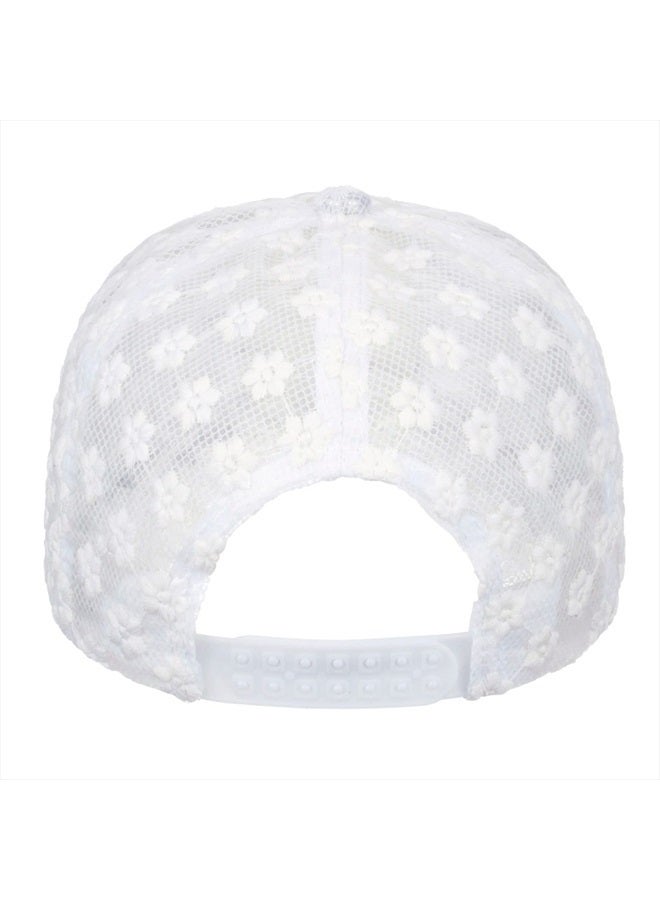 Tidefire Women's Lace Small Flower Baseball Caps Adjustable Hollow Lace Hat Summer Cap Visor Cap (White) - Image 4