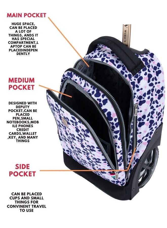 Wires 3 Piece Kids School Trolley Bag laptop compartment Big Wheels With Lunch bag u0026 Pencil Case - Image 4