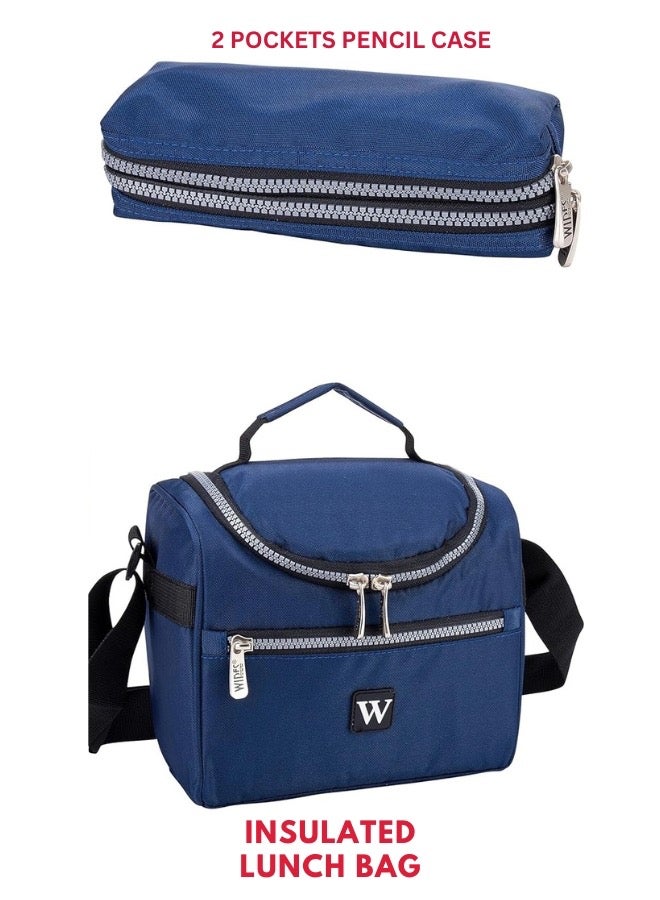 Wires 3 Piece Kids School Trolley Bag laptop compartment Big Wheels With Lunch bag u0026 Pencil Case - Image 5