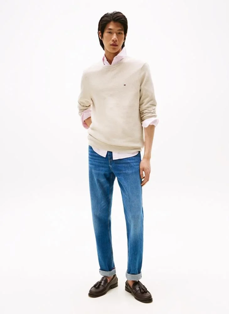 TOMMY HILFIGER Flag Embroidery Textured Crew Neck Jumper