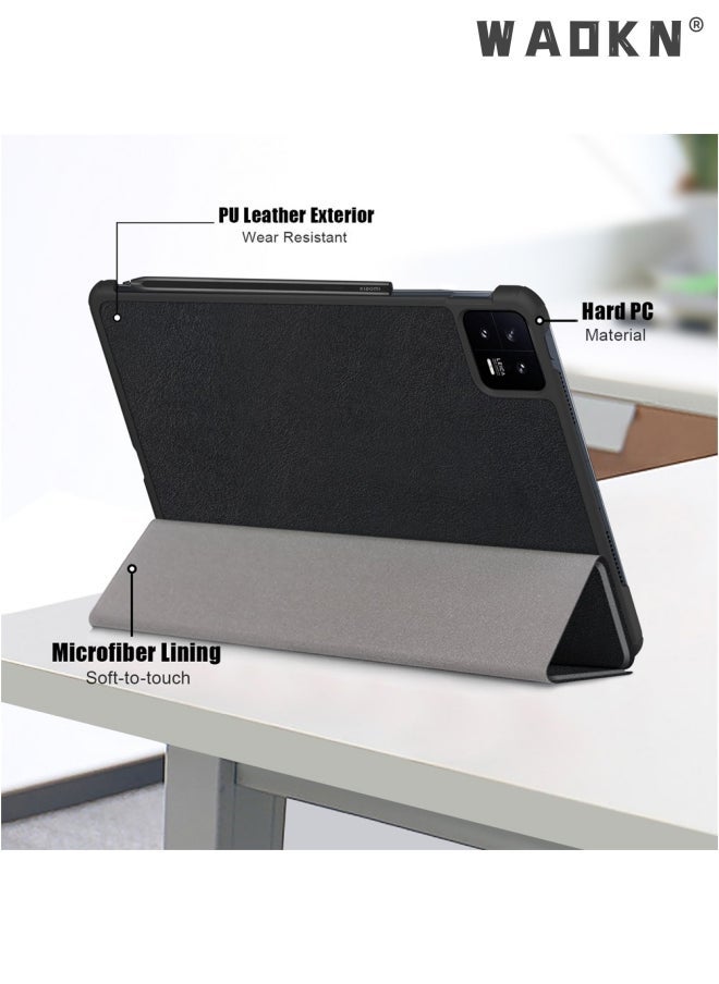 vesus Case for Xiaomi Pad 6 / Xiaomi Pad 6 Pro 2023, Slim Lightweight Hard Shell Cover with Three fold Stand, with Auto Sleep Wake Anti-scratch Smart Protective Cover (Black) - Image 5