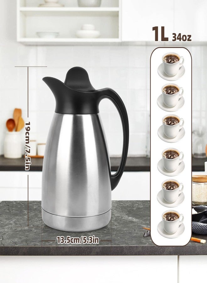 ShineMe Thermal Coffee Carafe, 34Oz (1L) Insulated Stainless Steel Coffee Container for Hot/Cold Drinks, Small Coffee Pot to Keep Coffee/Cream/Water/Beverage Hot and Cold in long Retention - Image 2
