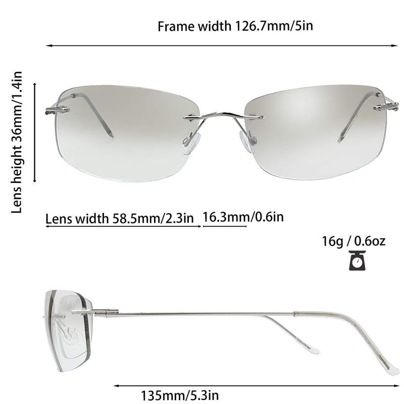 The Fresh Minimalist Small Rectangular Sunglasses Clear Eyewear - Gift Box Package (1MC-Silver, Clear, 58) - Image 2