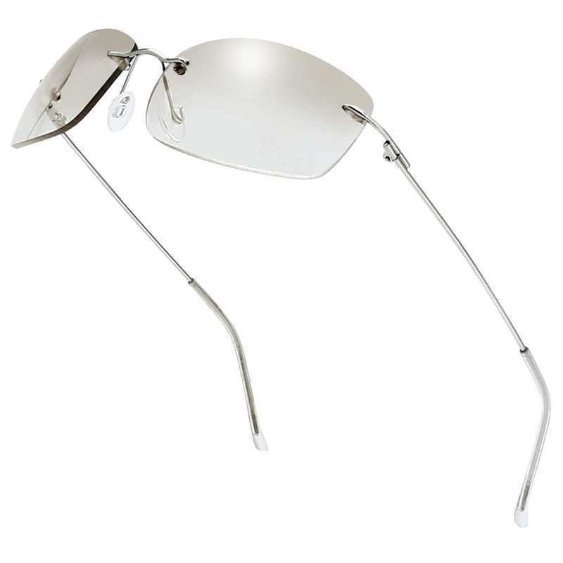 The Fresh Minimalist Small Rectangular Sunglasses Clear Eyewear - Gift Box Package (1MC-Silver, Clear, 58) - Image 1