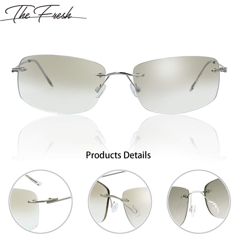 The Fresh Minimalist Small Rectangular Sunglasses Clear Eyewear - Gift Box Package (1MC-Silver, Clear, 58) - Image 4