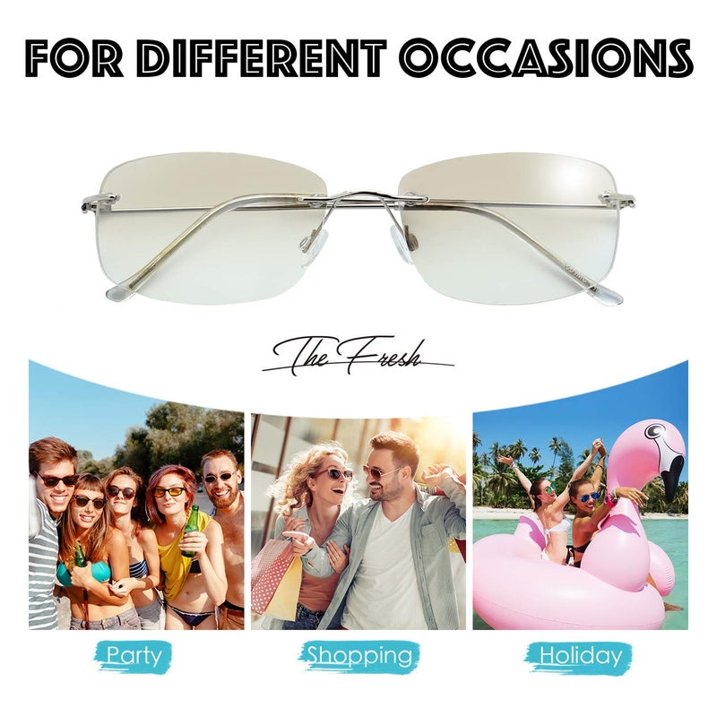 The Fresh Minimalist Small Rectangular Sunglasses Clear Eyewear - Gift Box Package (1MC-Silver, Clear, 58) - Image 5