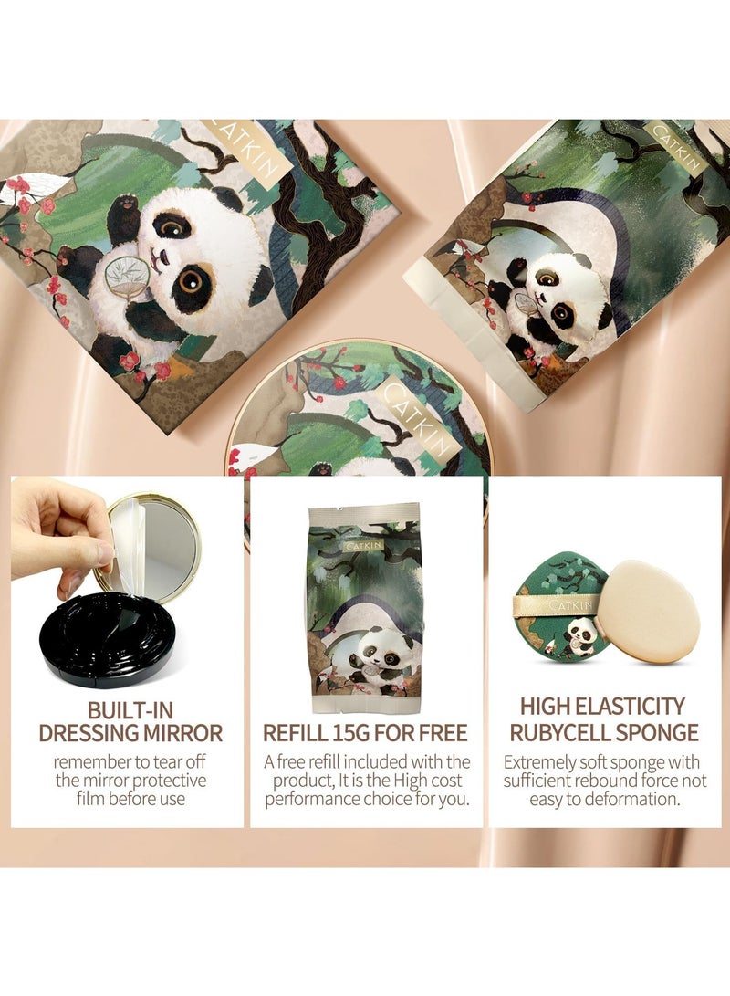 CATKIN Panda Land Foundation Full Coverage Breathable Cushion Foundation with Nourishing and Long wearing Formula Buildable Coverage for Sensitive Skin 15g 2 - Image 5
