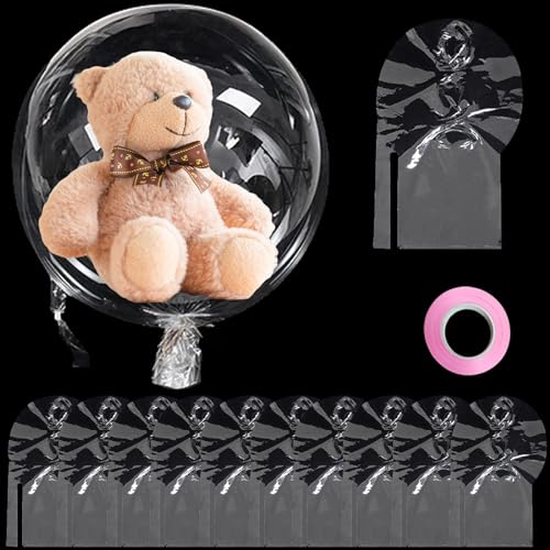 FUYITE 30 Inch Giant Clear Balloons for Stuffing 12 pcs Mothers Day Pre Stretched Extra Wide Mouth Valentines Day BoBo Balloons Large Transparent Bubble Balloon for Wedding Birthday Party Decoration - Image 1