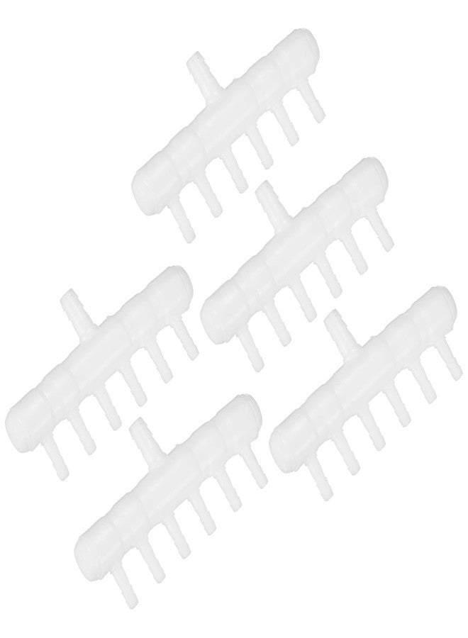 M METERXITY 5-Pack Aquarium Air Valve 8mm to 4mm 6-Ways, Plastic Air Line Tubing Splitter Connector Flow Control Pump Accessories for Aquarium/Fish Tank/Garden/Agricultural/Irrigation [White] - Image 1