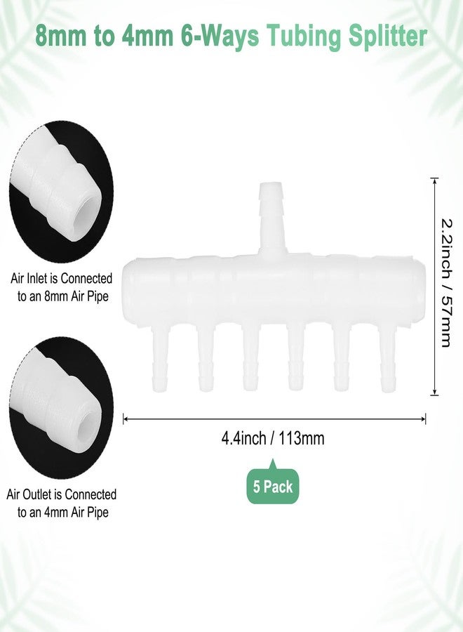M METERXITY 5-Pack Aquarium Air Valve 8mm to 4mm 6-Ways, Plastic Air Line Tubing Splitter Connector Flow Control Pump Accessories for Aquarium/Fish Tank/Garden/Agricultural/Irrigation [White] - Image 3