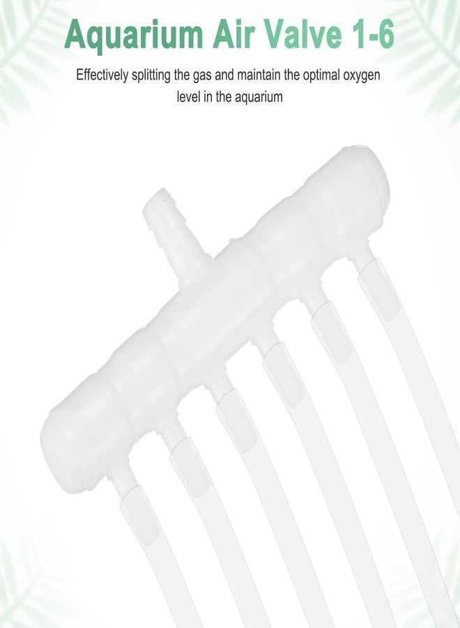 M METERXITY 5-Pack Aquarium Air Valve 8mm to 4mm 6-Ways, Plastic Air Line Tubing Splitter Connector Flow Control Pump Accessories for Aquarium/Fish Tank/Garden/Agricultural/Irrigation [White] - Image 2