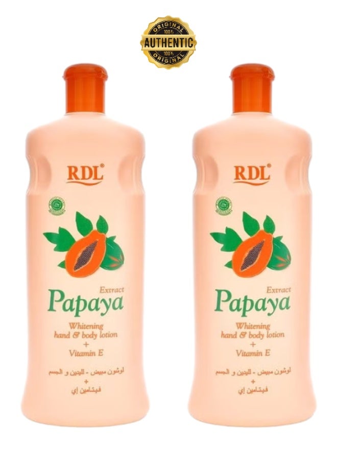 ار دي ال لوسيون تفتيح اليدين والجسم بخلاصة البابايا وفيتامين E – عبوة من 2 × 600 مل