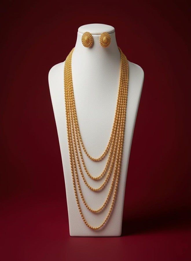 JFL - Jewellery for Less Traditional One Gram multi Layer Gold Plated Beaded Long Necklace Chain For Women And Girls(28 inch) - Image 2