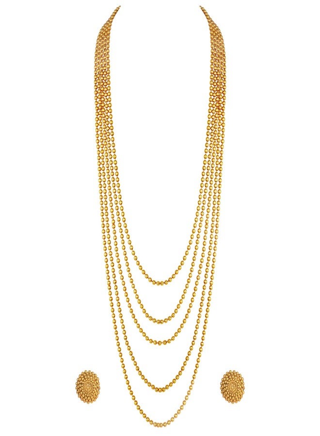 JFL - Jewellery for Less Traditional One Gram multi Layer Gold Plated Beaded Long Necklace Chain For Women And Girls(28 inch) - Image 5