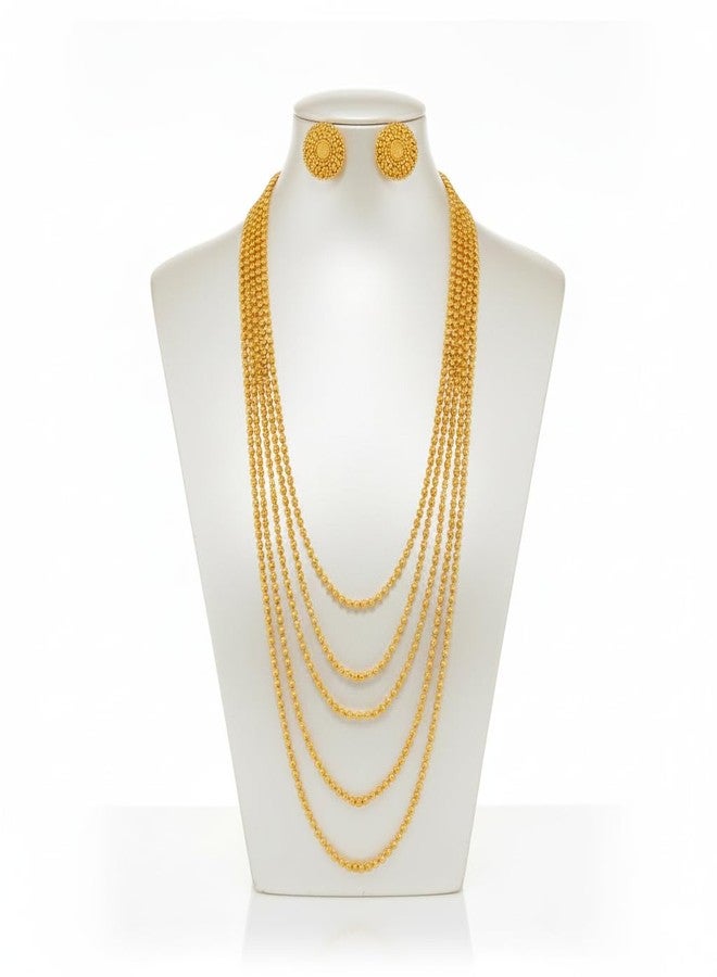 JFL - Jewellery for Less Traditional One Gram multi Layer Gold Plated Beaded Long Necklace Chain For Women And Girls(28 inch) - Image 4