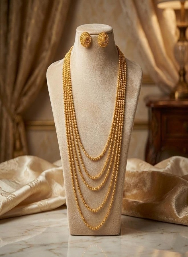 JFL - Jewellery for Less Traditional One Gram multi Layer Gold Plated Beaded Long Necklace Chain For Women And Girls(28 inch) - Image 3