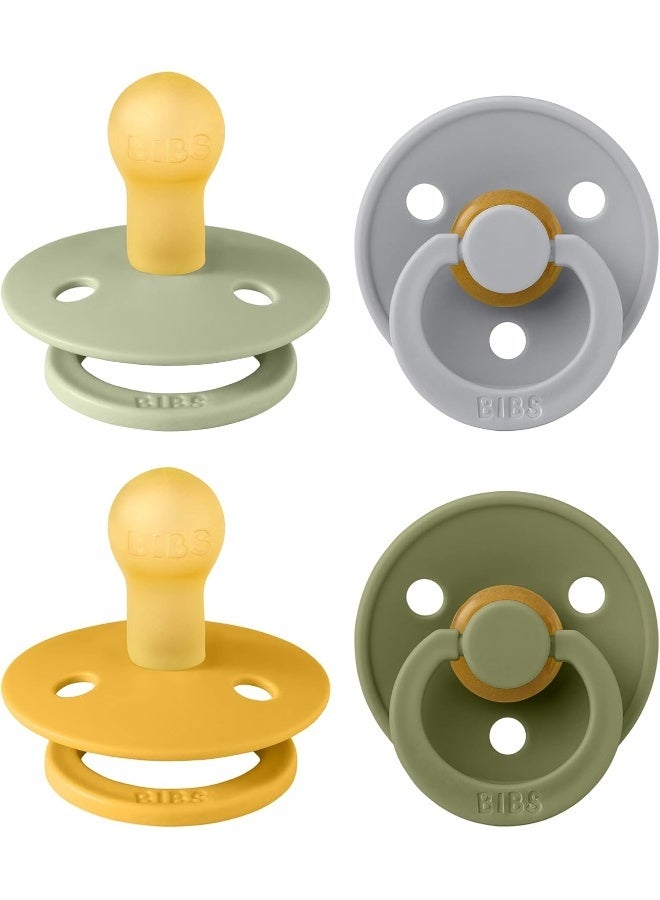 BIBS سكاتة بيبس الملونة 4 عبوات، مصاصة خالية من BPA، مطاط طبيعي دائري، مصنوعة في الدنمارك. 0-6 أشهر (عبوة من 2)، حديقة خضراء غنية - Image 1