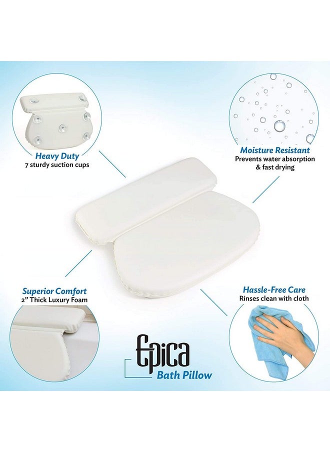 Epica - Bath Pillow | Luxury Bathroom Accessories For Women & Men Bathtub Decor Bath Essentials | Nonslip Waterproof Pillow With Strong Suction Cups Hot Tub Neck Support Bathtub Spa Pillow Oval - Image 1