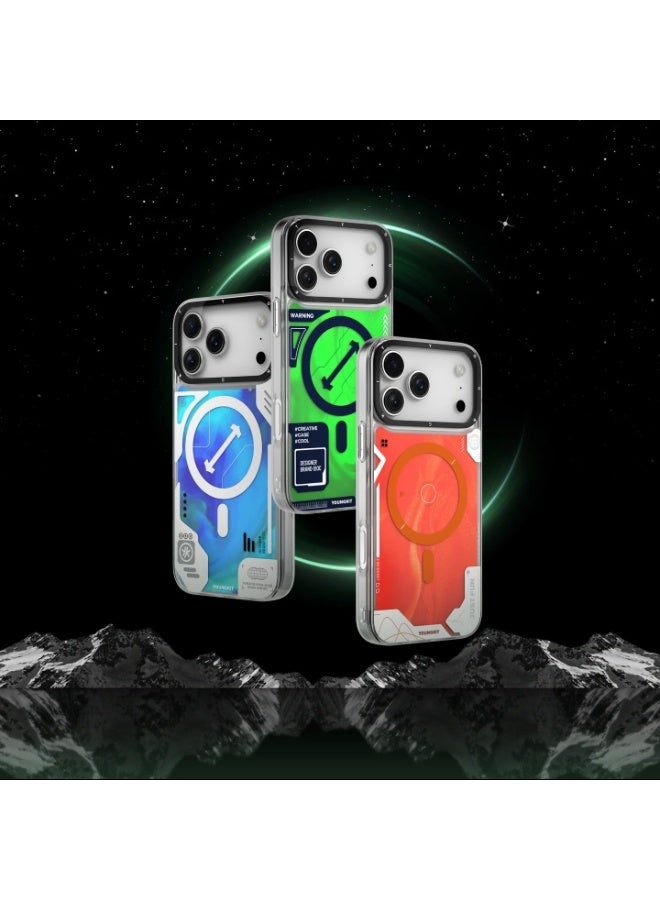 يونج كيت جراب MagSafe بتصميم رمل سائل مضيء بنمط سايبربانك لهاتف iPhone 17 Pro Max - تصميم رمل سائل متوهج في الظلام، حماية من السقوط بمعايير عسكرية، طباعة عالية الدقة مقاومة للخدش، غطاء واقٍ مقاوم للصدمات - أخضر - Image 5
