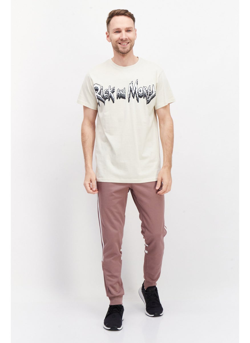 RICK AND MORTY - Men Round Neck Short Sleeves Brand Logo T-Shirt, Cream - Image 1