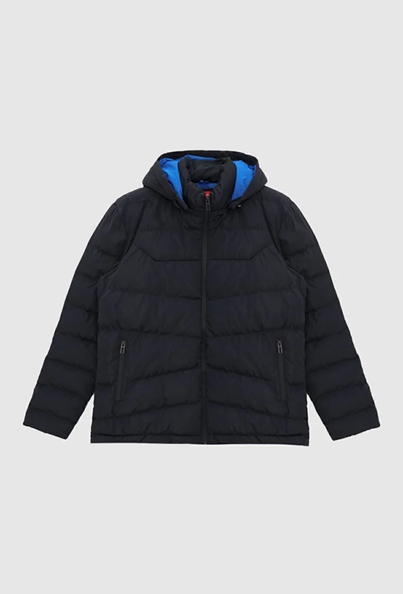 D'S DAMAT Regular Fit Navy Blue Puffer Hooded Jacket 9HF07ORT0808