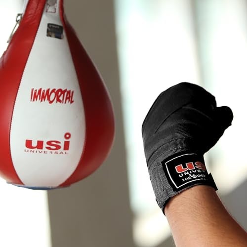 USI Universal Boxing Hand Wrap, 628C Black Stretchable Hand Wraps (1 Pair, 2.5m Length) for Men & Women with Nylon Elastane Construction, Stretchable for Firm Wrapping, Hook & Loop for Closure - Image 2