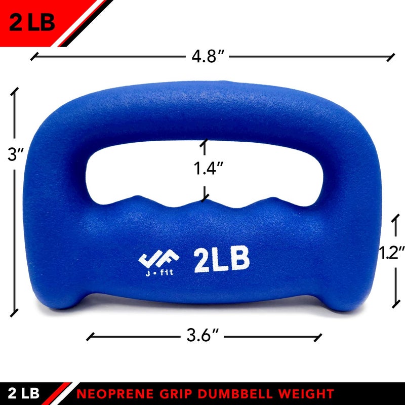 Jfit Neoprene D-Grip Dumbbell Weight  2Lb  2 Pound - Image 2