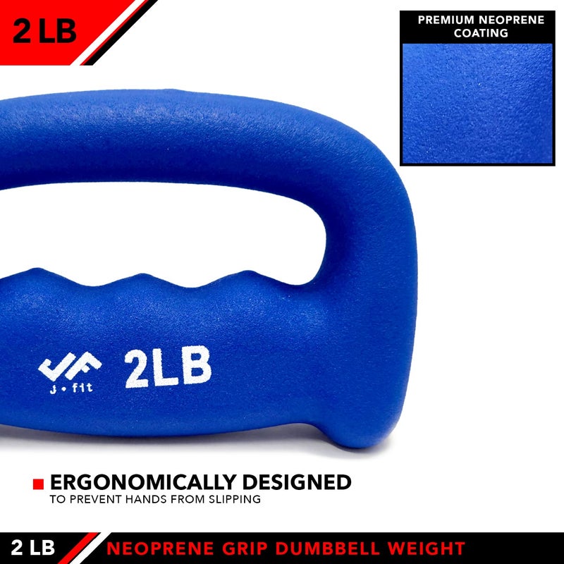 Jfit Neoprene D-Grip Dumbbell Weight  2Lb  2 Pound - Image 4