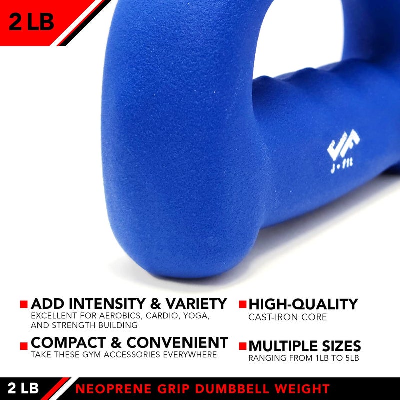 Jfit Neoprene D-Grip Dumbbell Weight  2Lb  2 Pound - Image 3