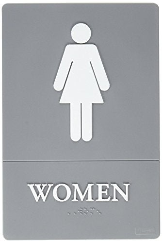 Quartet Women Bathroom Sign, ADA Approved, 6" x 9", Grade 2 Braille, Womens Restroom (01417) - Image 1