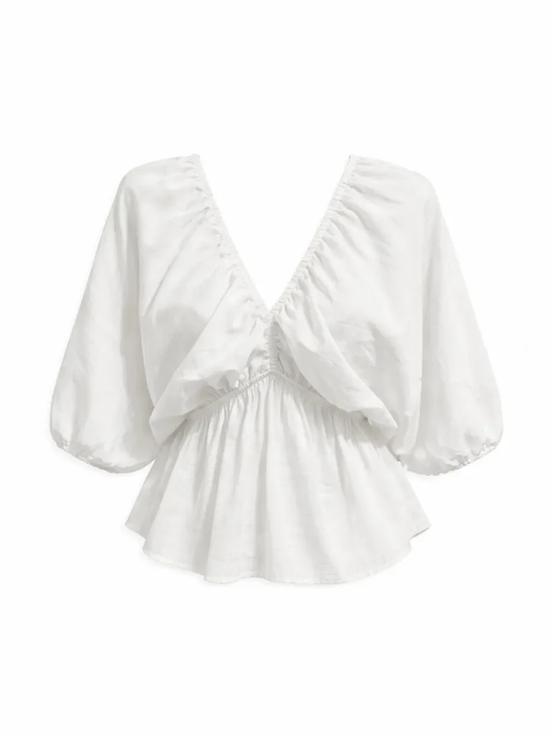 MixRay Mixray V-Neck Blouse with Ruffle Detail