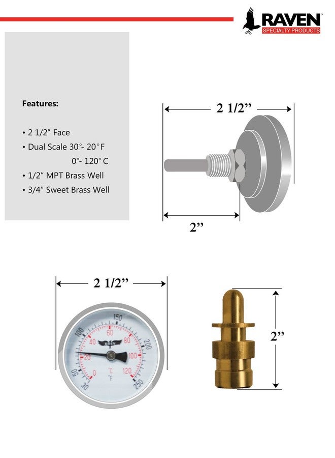 RAVEN R1517-NL in Line Thermometer with Sweat Well RAVEN # LFRAVWHTC - Image 3