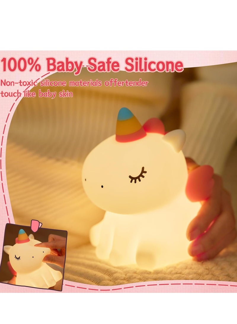 ELTRAZONE - Unicorn Night Light for Children – Dimmable Silicone Night Lamp with Timer & 3 Light Modes – Touch Control Bedside Light, Soft Glow for Kids’ Bedroom, Nursery, Baby Room – Perfect Unicorn Gift for Girls - Image 1
