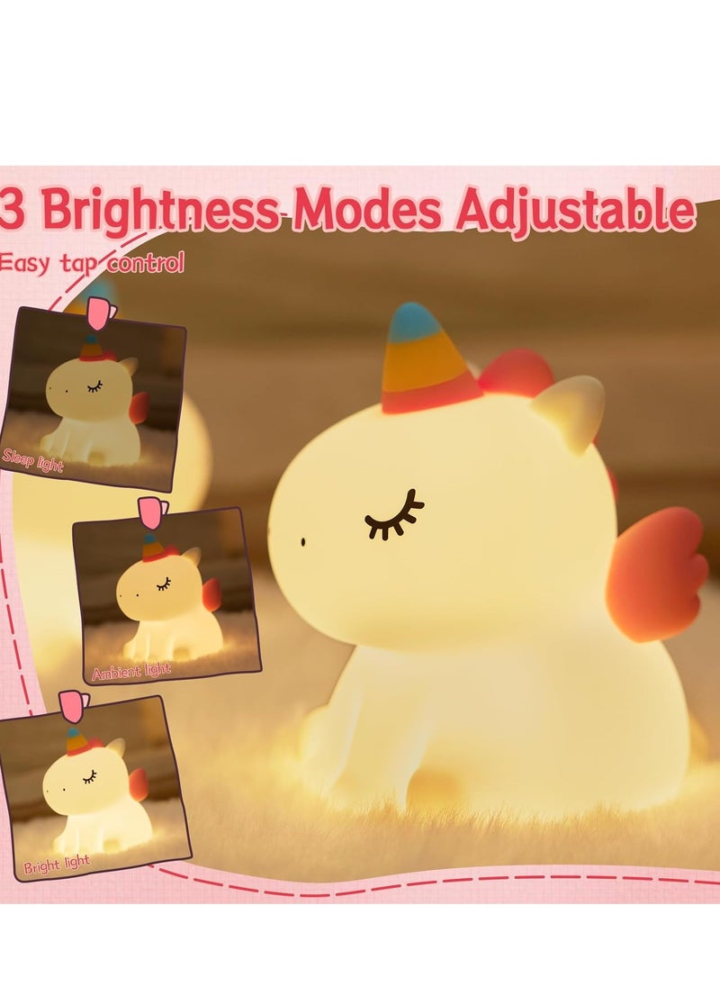 ELTRAZONE - Unicorn Night Light for Children – Dimmable Silicone Night Lamp with Timer & 3 Light Modes – Touch Control Bedside Light, Soft Glow for Kids’ Bedroom, Nursery, Baby Room – Perfect Unicorn Gift for Girls - Image 1