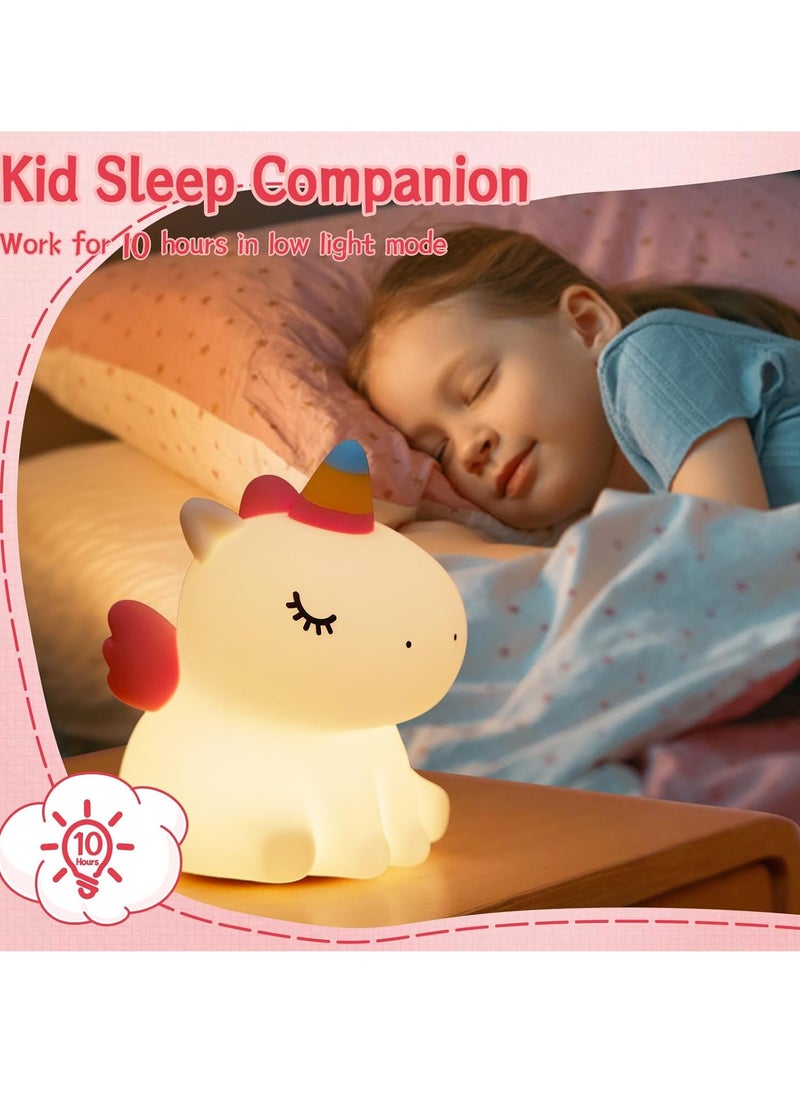 ELTRAZONE - Unicorn Night Light for Children – Dimmable Silicone Night Lamp with Timer & 3 Light Modes – Touch Control Bedside Light, Soft Glow for Kids’ Bedroom, Nursery, Baby Room – Perfect Unicorn Gift for Girls - Image 1
