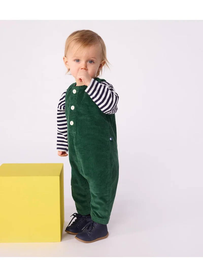 Petit Bateau Babies' plain long corduroy jumpsuit