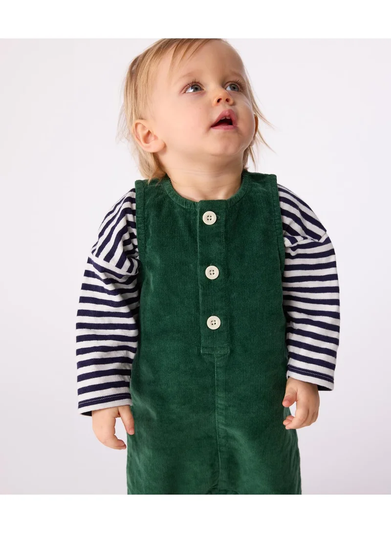 Petit Bateau Babies' plain long corduroy jumpsuit