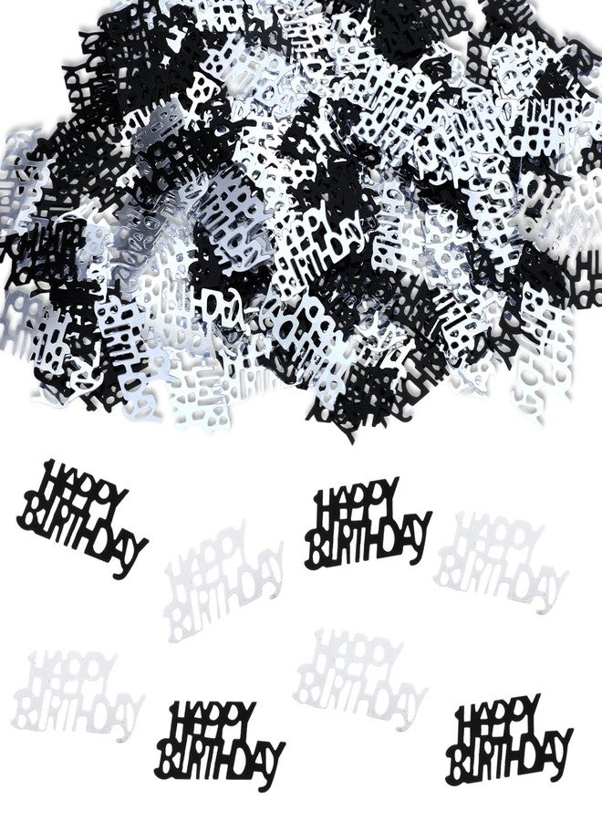 Yuanchu Black And Silver Happy Birthday Confetti for Table Decorations Cool Gothic Scatters Men's Party Supplies Adult Anniversary Punk Grotesque DIY Crafts(15g / 0.52oz, 3 X 1.5cm / 1.18 X 0.59in) - Image 1