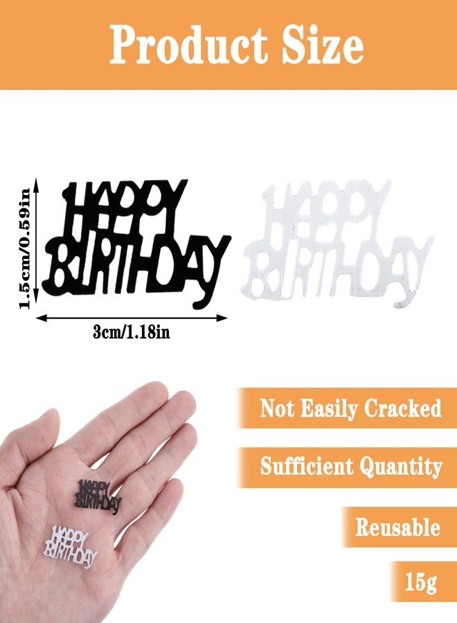 Yuanchu Black And Silver Happy Birthday Confetti for Table Decorations Cool Gothic Scatters Men's Party Supplies Adult Anniversary Punk Grotesque DIY Crafts(15g / 0.52oz, 3 X 1.5cm / 1.18 X 0.59in) - Image 2