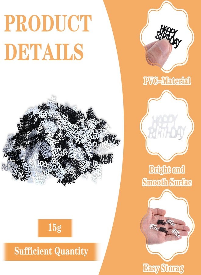 Yuanchu Black And Silver Happy Birthday Confetti for Table Decorations Cool Gothic Scatters Men's Party Supplies Adult Anniversary Punk Grotesque DIY Crafts(15g / 0.52oz, 3 X 1.5cm / 1.18 X 0.59in) - Image 3