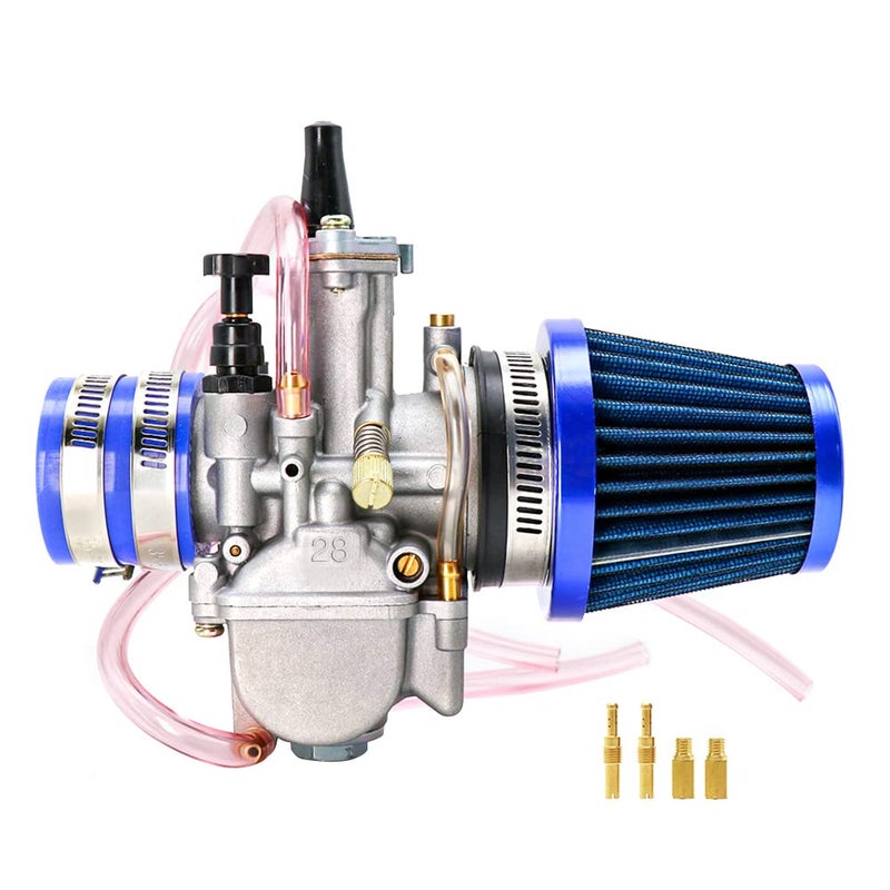 Carburetor Carb with Intake Manifold Air Filter Spare main jet Kit Universal Suitable For 2t4t Scooter Motorbike Motorcycle Mped Speedboat ATV UTV Go Kart Accessories PWK 2134mm 28mm blue